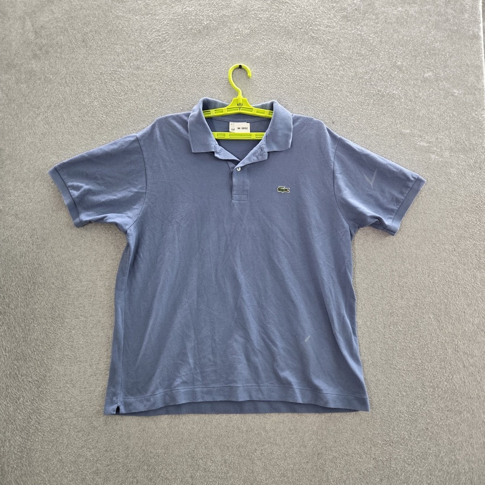 Lacoste Men Polo 6 Blue Embroidered Crocodile Logo Short Sleeve READ